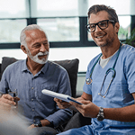 Doctor consulting an older man