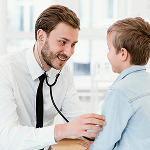 Doctor caring for a child