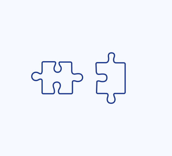 Animated puzzle pieces representing setup and orientation